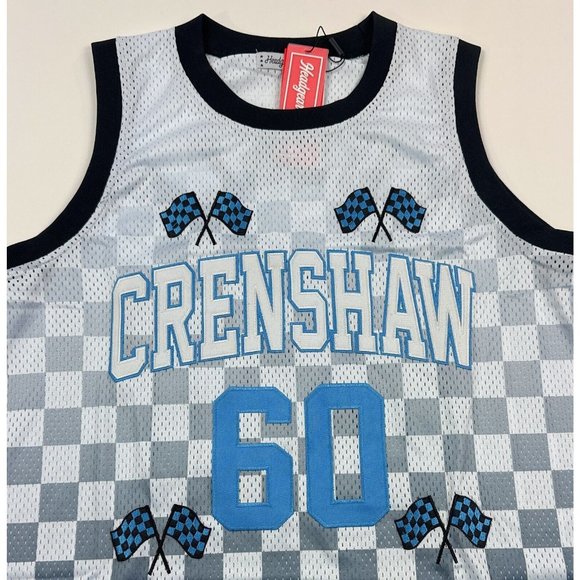 Nipsey Hussle #60 Crenshaw Headgear Classics Mens XL White Gray Checkered Jersey - Picture 4 of 11